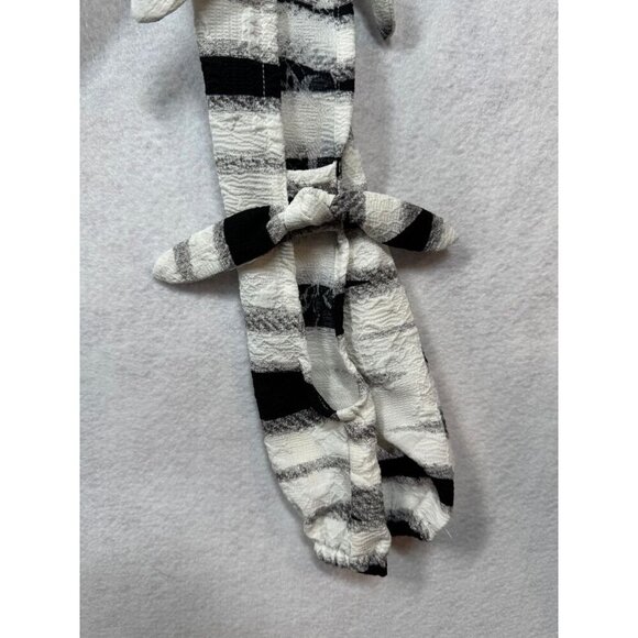 Alberto Makali Knot Sleeve One Shoulder Blouse Zebra Stripe Top Women's Large L - Picture 6 of 10